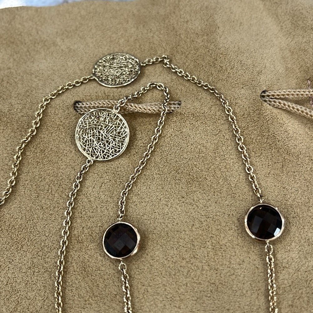 Omar Torres 14K over Sterling Silver Smokey Quartz Medallion 26” Necklace - Picture 3 of 3